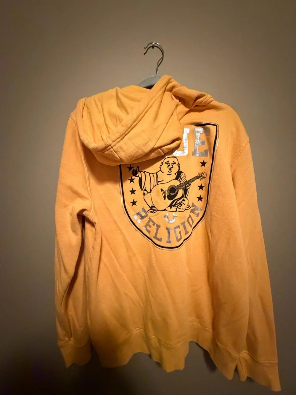 True Religion Mustard Zip Front Hoodie with Logo